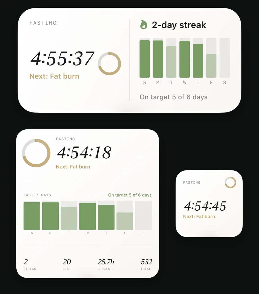 Nestis small, medium and large Home Screen widgets